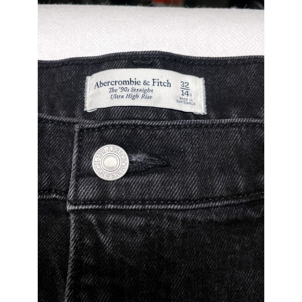 Abercrombie & Fitch Jeans WOMENS 32/14R 90s Straight Ultra High Rise Distressed - Picture 7 of 16